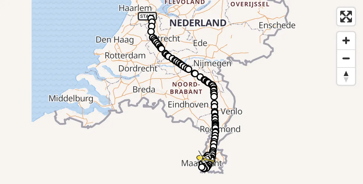 Routekaart van de vlucht: Politiehelikopter naar Meerssen, Amsterdamseweg