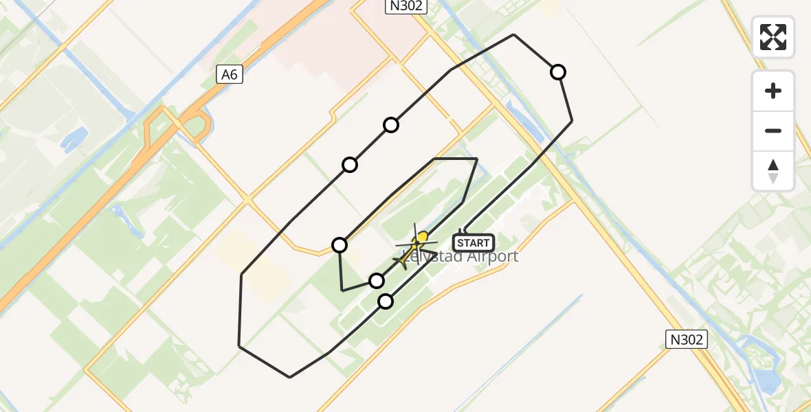Routekaart van de vlucht: Traumaheli naar Lelystad Airport, Dienstenweg