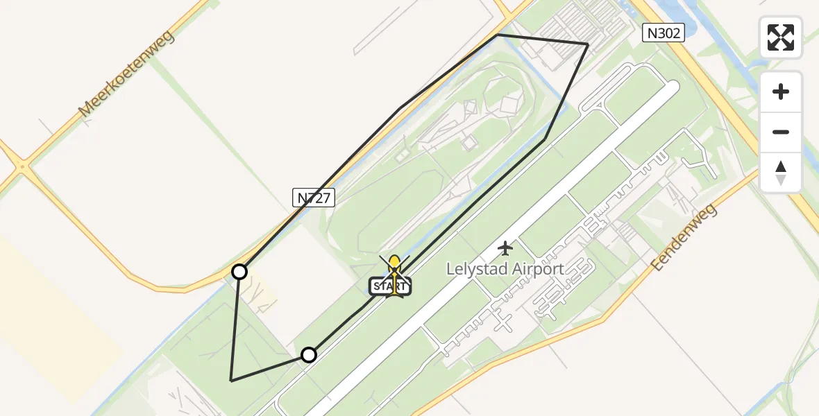 Routekaart van de vlucht: Traumaheli naar Lelystad Airport, Talingweg