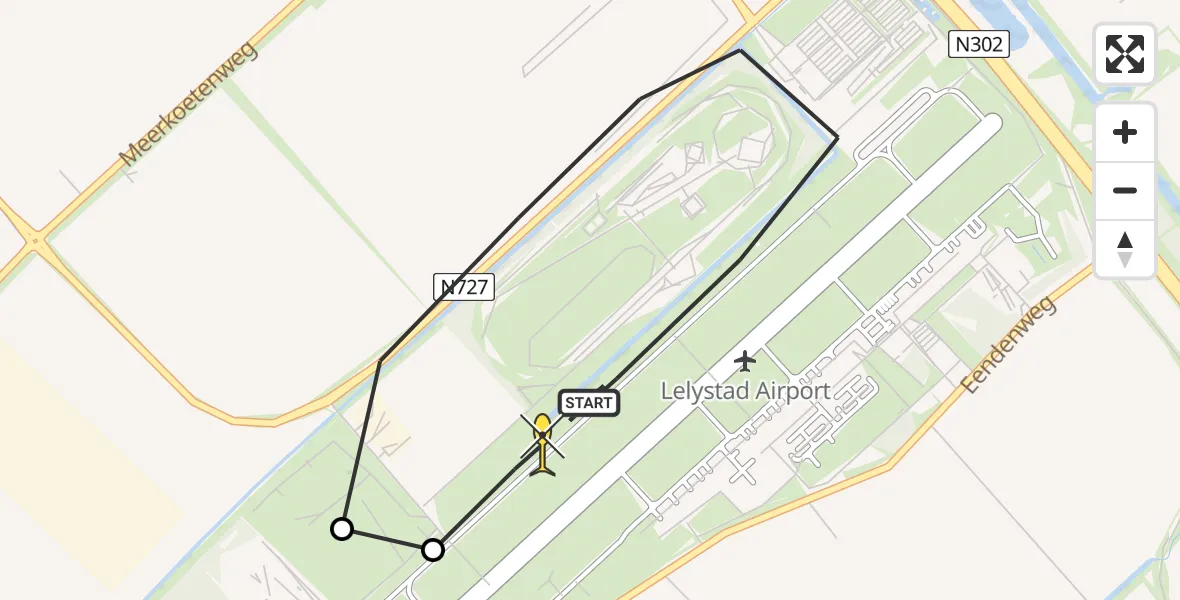 Routekaart van de vlucht: Traumahelikopter naar Lelystad Airport, Terminalplein