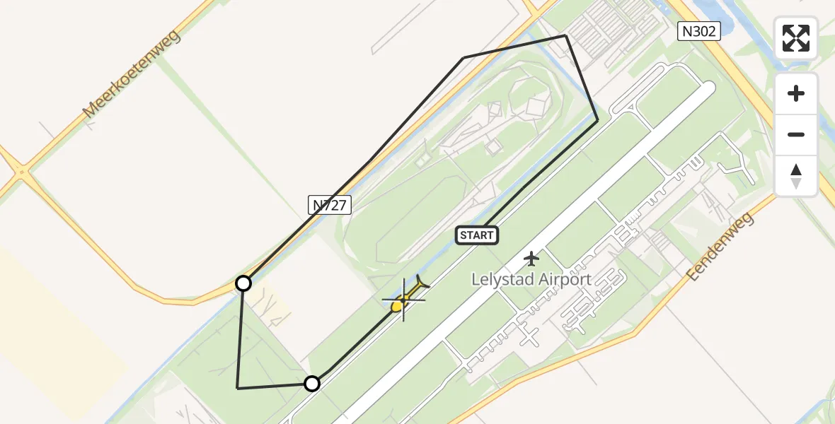 Routekaart van de vlucht: Traumahelikopter naar Lelystad Airport, Talingweg