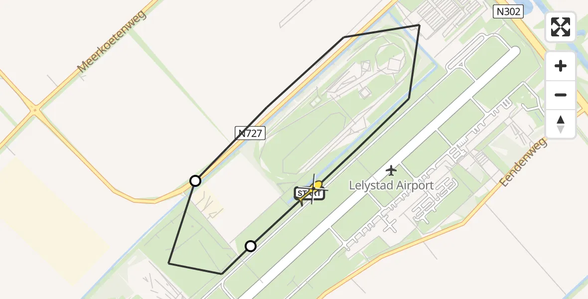 Routekaart van de vlucht: Traumahelikopter naar Lelystad Airport, Terminalplein