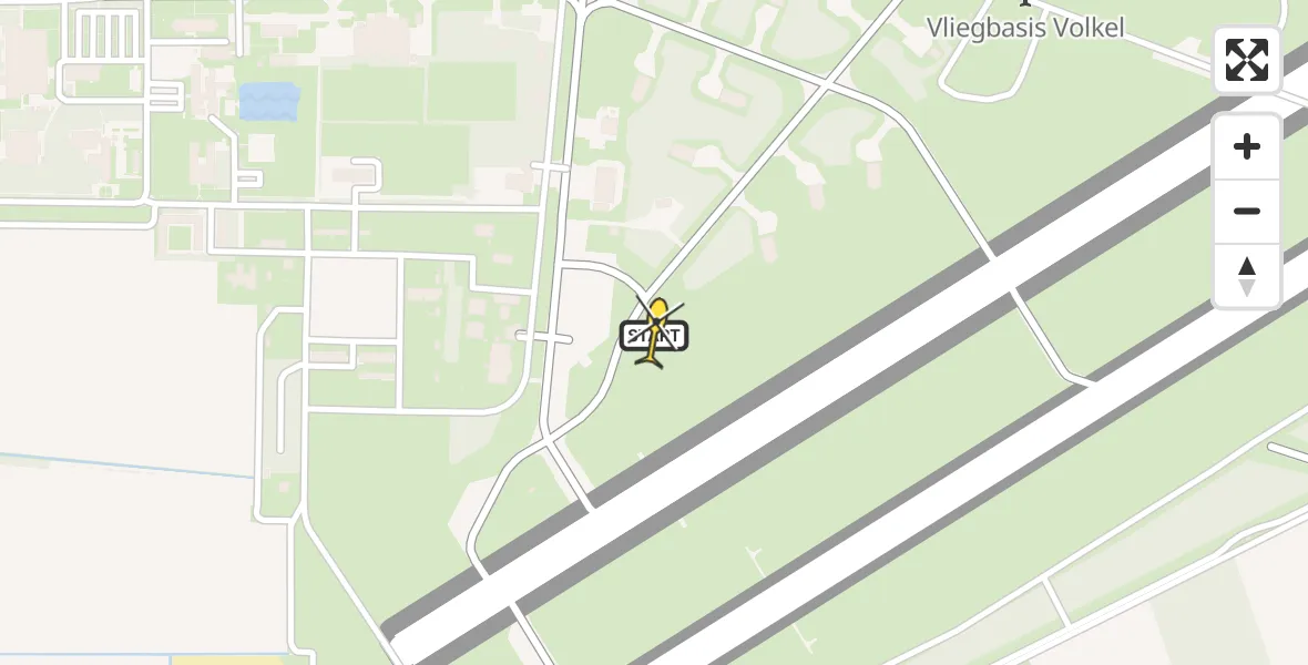 Vluchtroute Traumahelikopter van Vliegbasis Volkel naar Vliegbasis Volkel