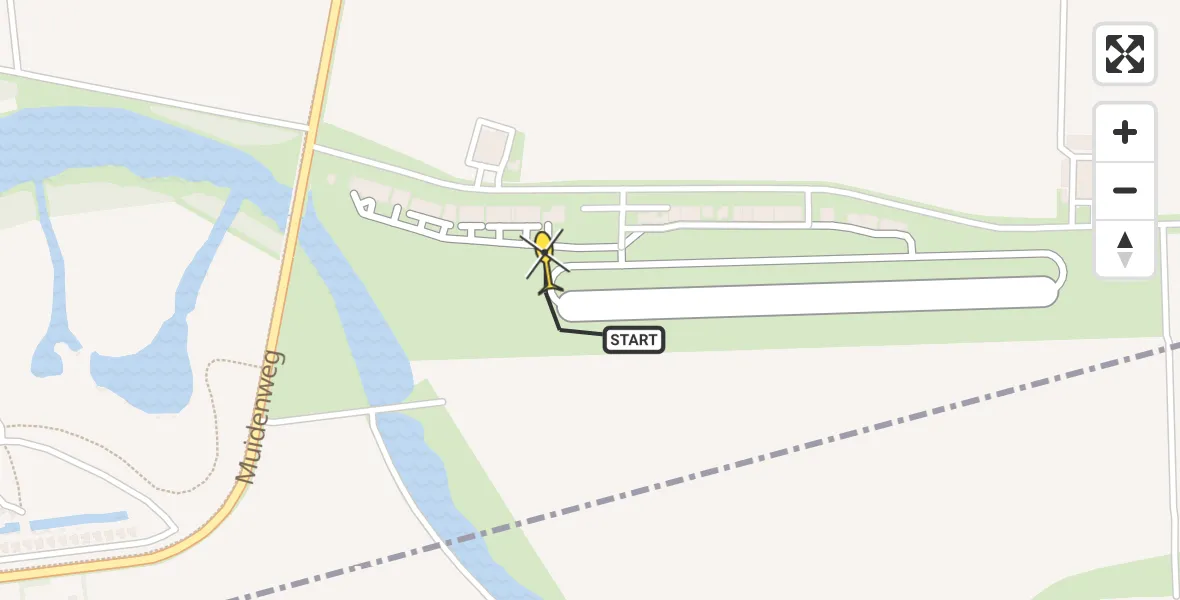 Routekaart van de vlucht: Kustwachthelikopter naar Vliegveld Midden-Zeeland, Calandweg