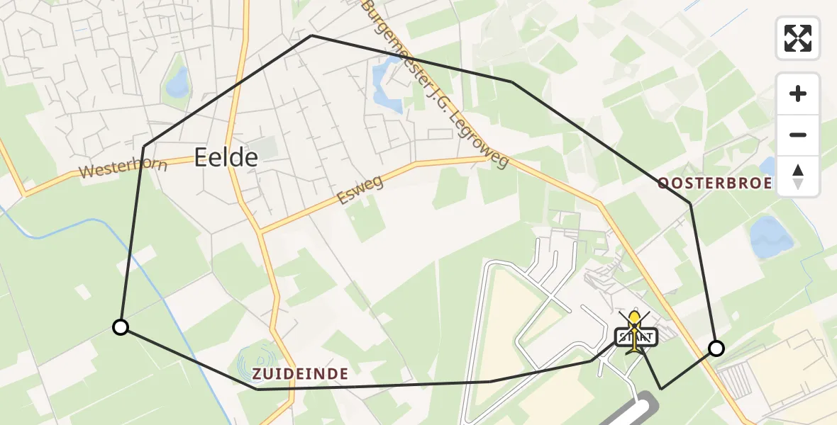 Routekaart van de vlucht: Lifeliner 4 naar Groningen Airport Eelde, Molenweg