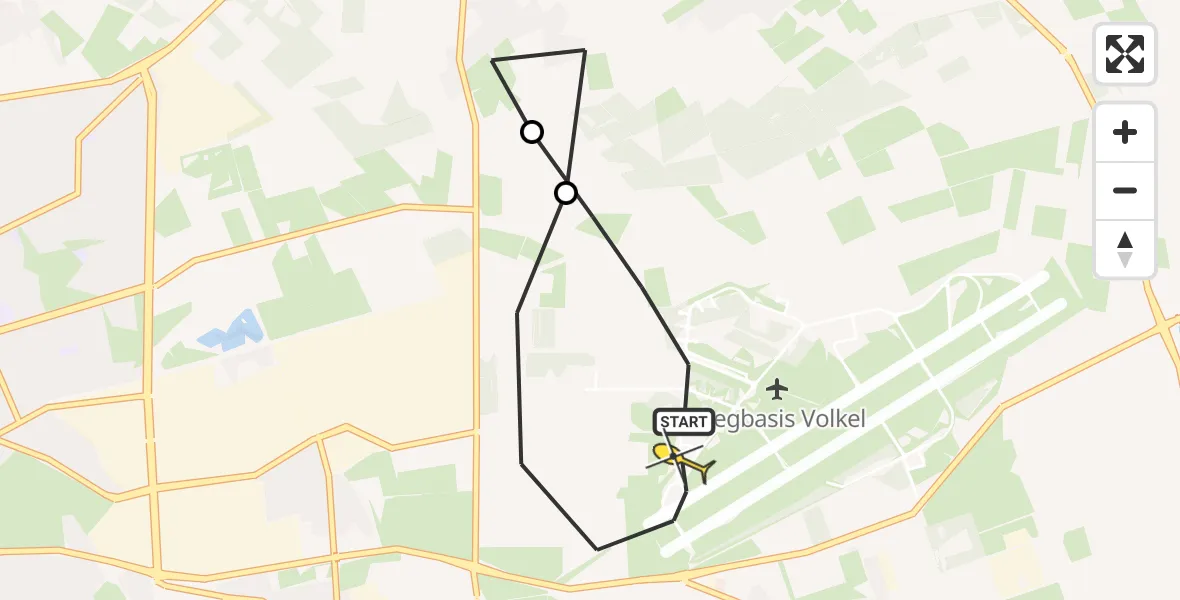 Routekaart van de vlucht: Lifeliner 3 naar Vliegbasis Volkel, De Bunders