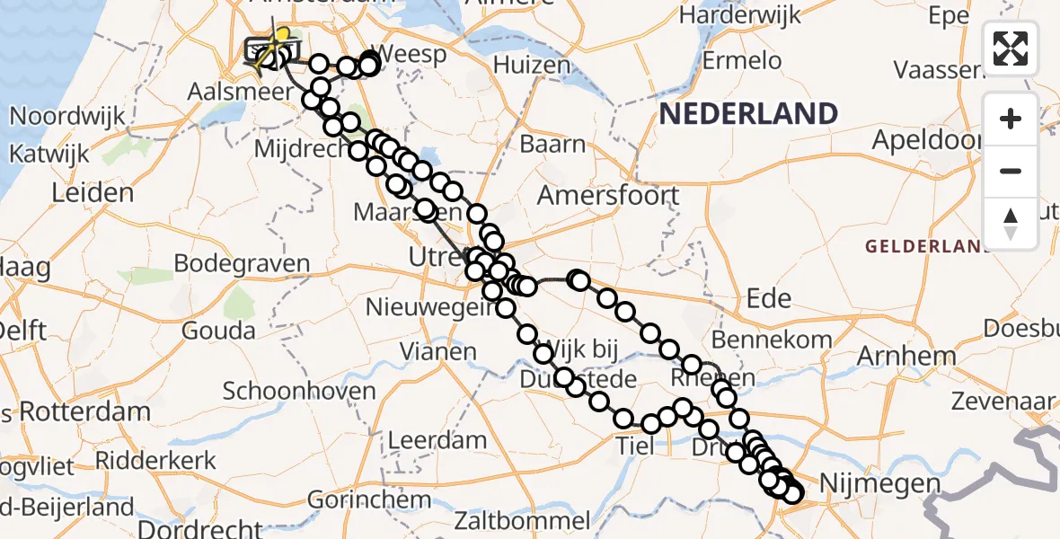Vluchtroute Politiehelikopter van Schiphol naar Schiphol
