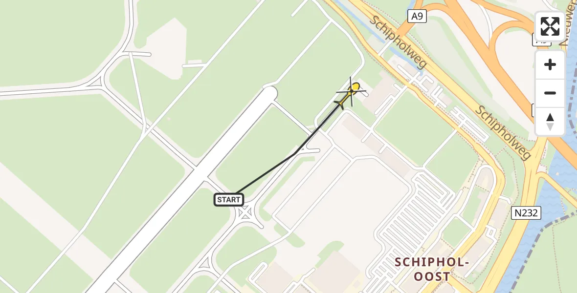 Routekaart van de vlucht: Politiehelikopter naar Schiphol, Loevesteinse Randweg