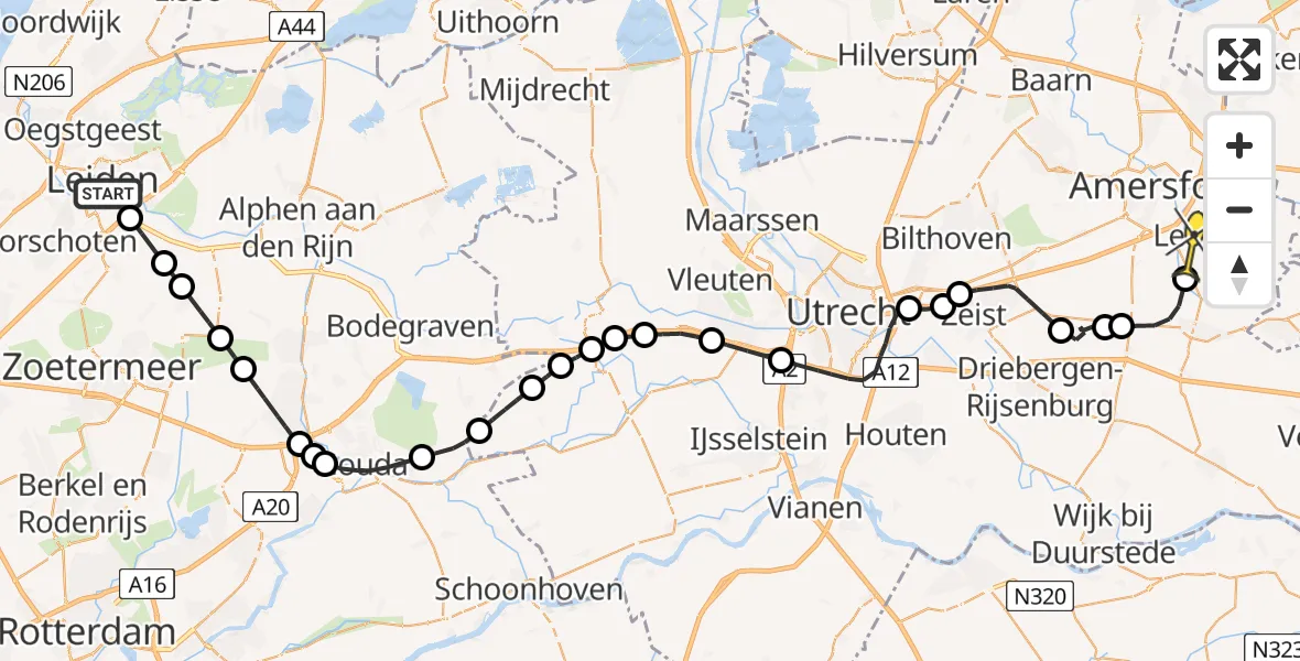 Routekaart van de vlucht: Politiehelikopter naar Leusden, Blauwmutsenpad