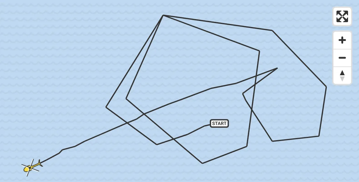 Routekaart van de vlucht: Kustwachthelikopter naar 