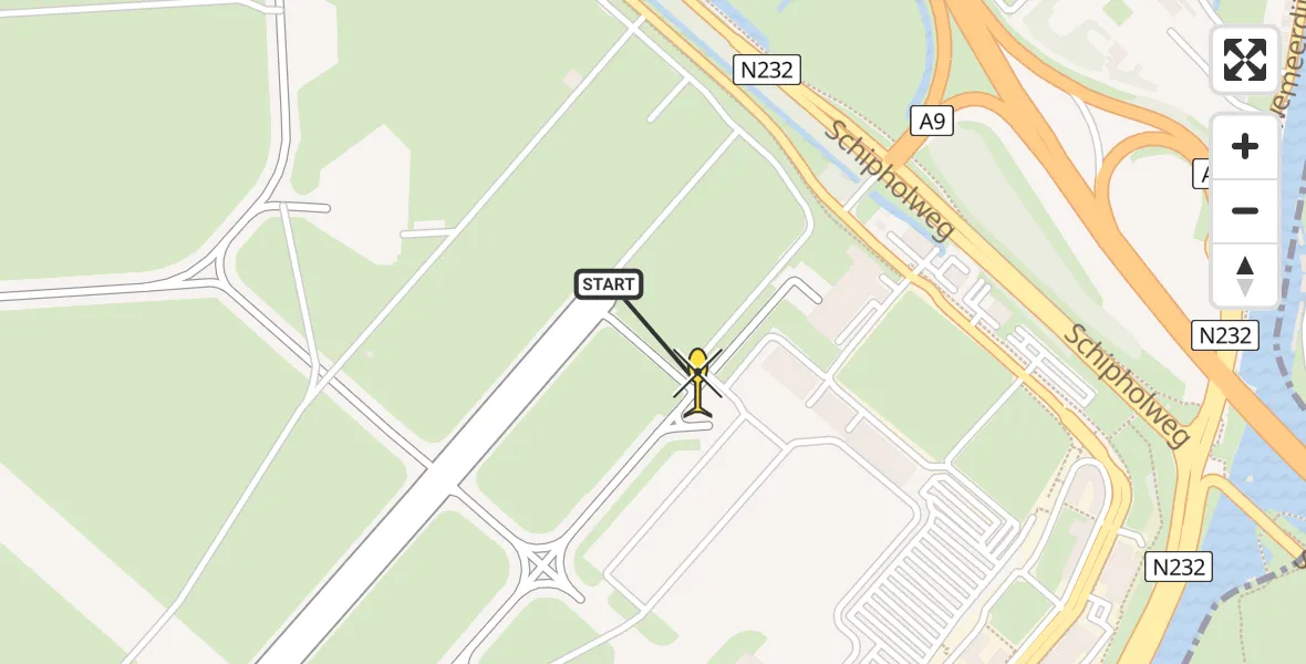 Vluchtroute Politiehelikopter van Schiphol naar Schiphol