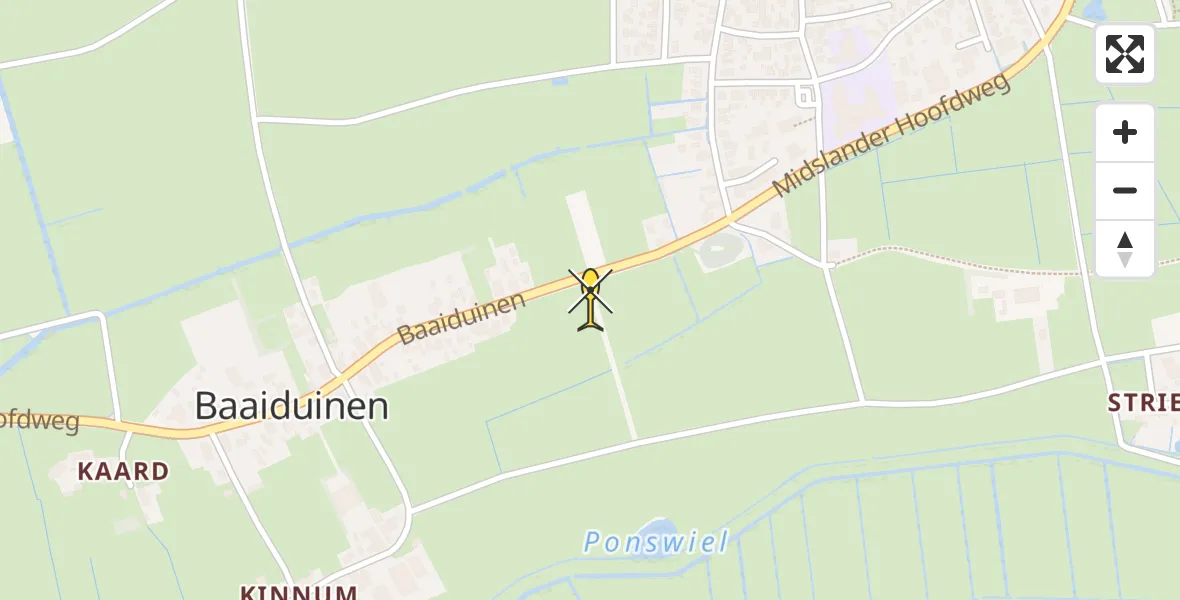 Routekaart van de vlucht: Ambulancehelikopter naar Baaiduinen