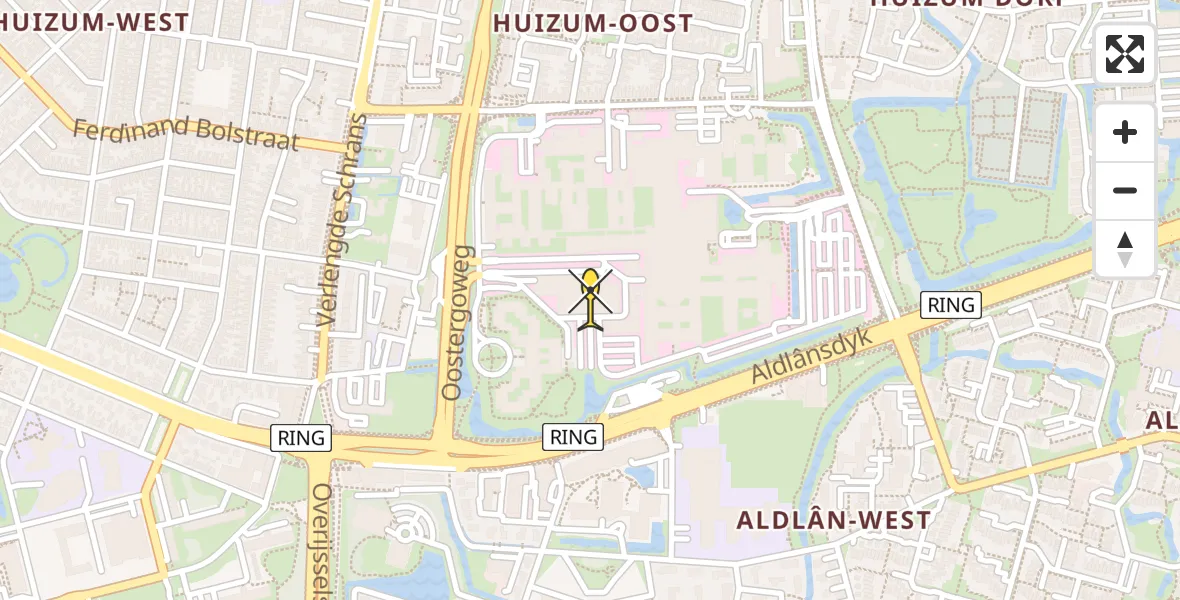 Routekaart van de vlucht: Ambulancehelikopter naar Leeuwarden