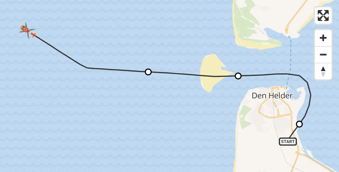 Vluchtroute Kustwachthelikopter Vliegveld De Kooy - , 11 april 2025, 18:34