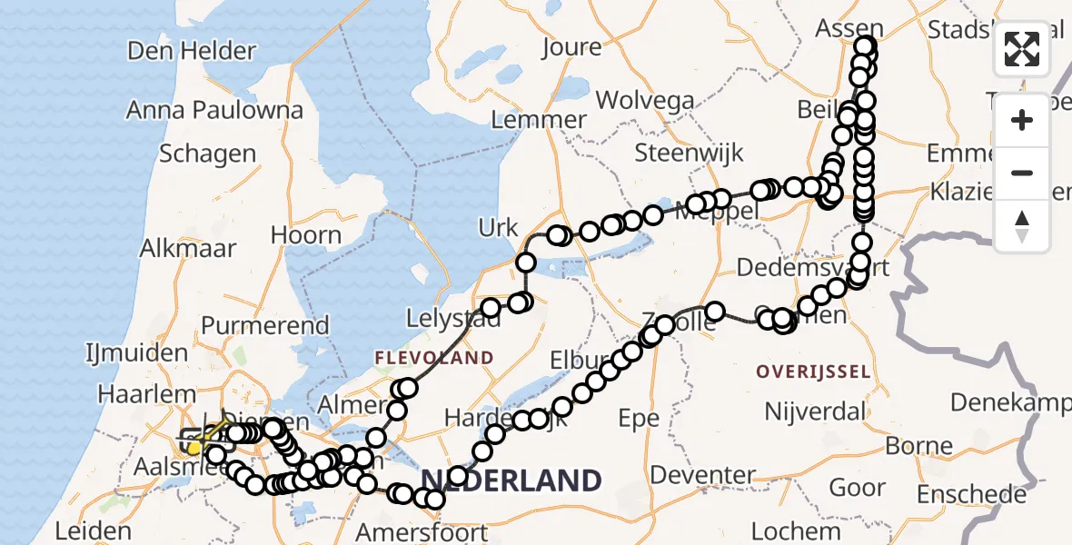 Routekaart van de vlucht: Politiehelikopter naar Badhoevedorp, Van Weerden-Poelmanweg