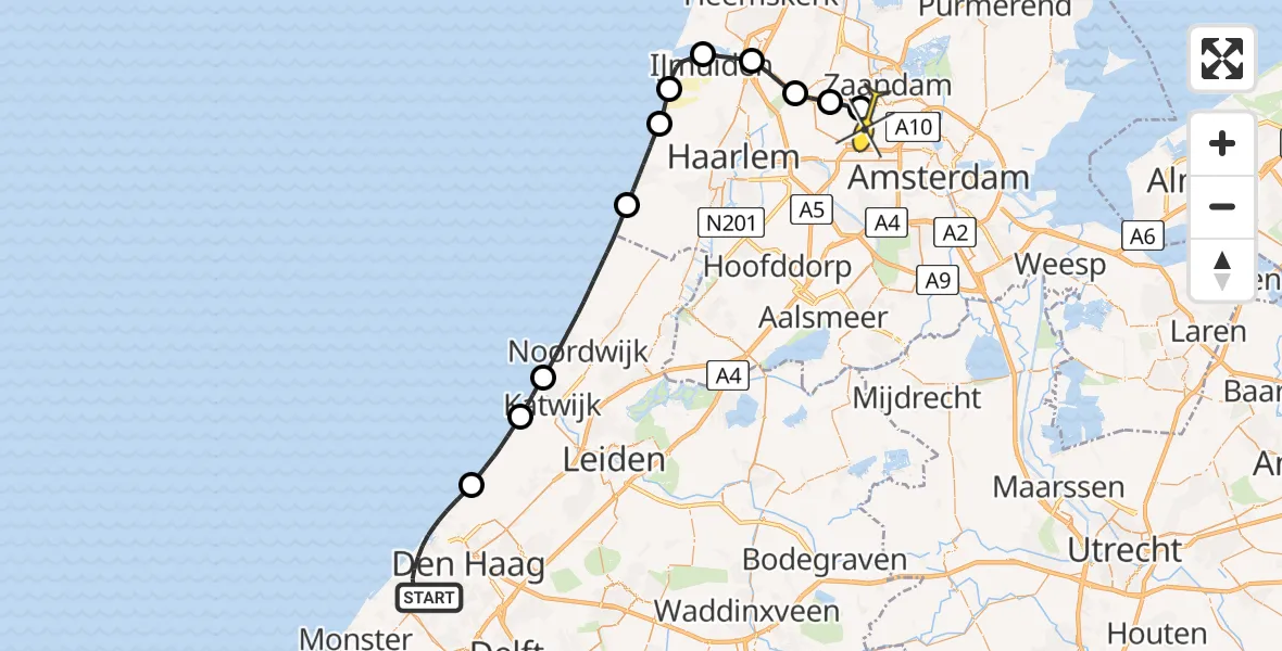 Routekaart van de vlucht: Lifeliner 1 naar Amsterdam Heliport, Claude Debussystraat