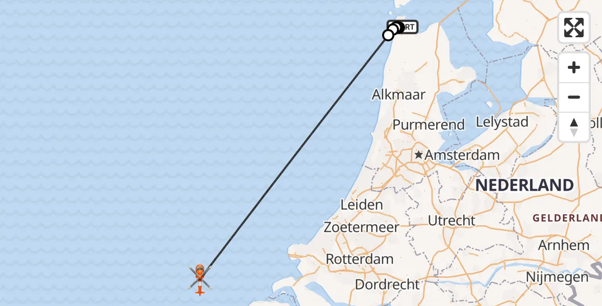 Vluchtroute Kustwachthelikopter Vliegveld De Kooy - , 12 april 2025, 07:01
