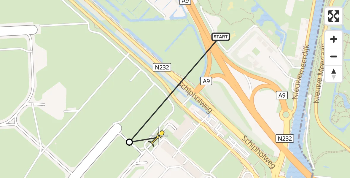Routekaart van de vlucht: Politiehelikopter naar Schiphol, Thermiekstraat