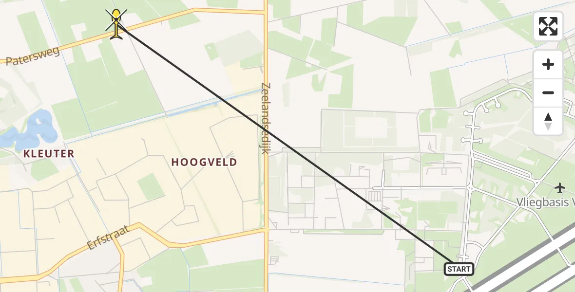 Vluchtroute Politiehelikopter van Vliegbasis Volkel naar Uden