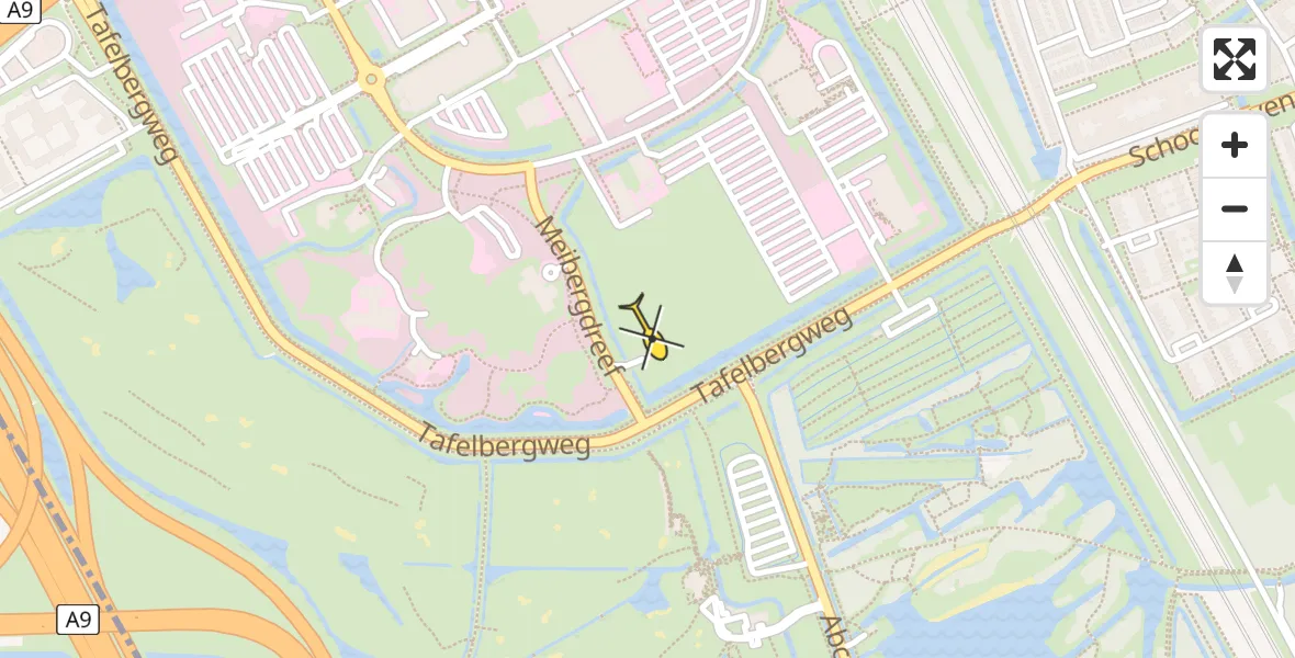 Routekaart van de vlucht: Lifeliner 1 naar Academisch Medisch Centrum (AMC)