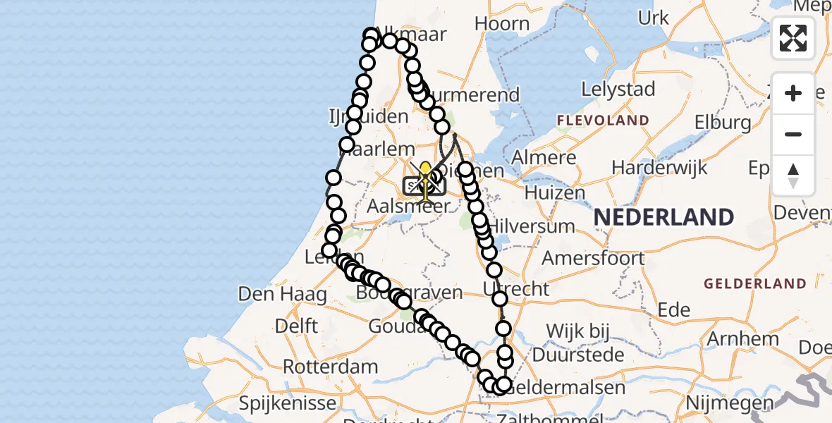 Vluchtroute Politiehelikopter van Schiphol naar Schiphol