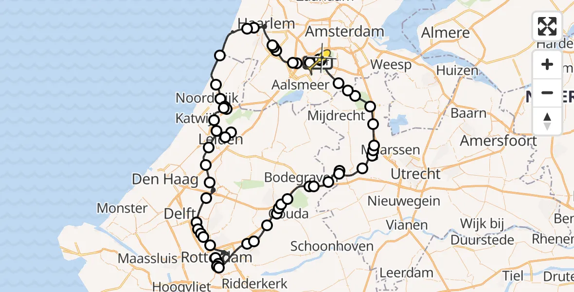 Vluchtroute Politiehelikopter van Schiphol naar Schiphol