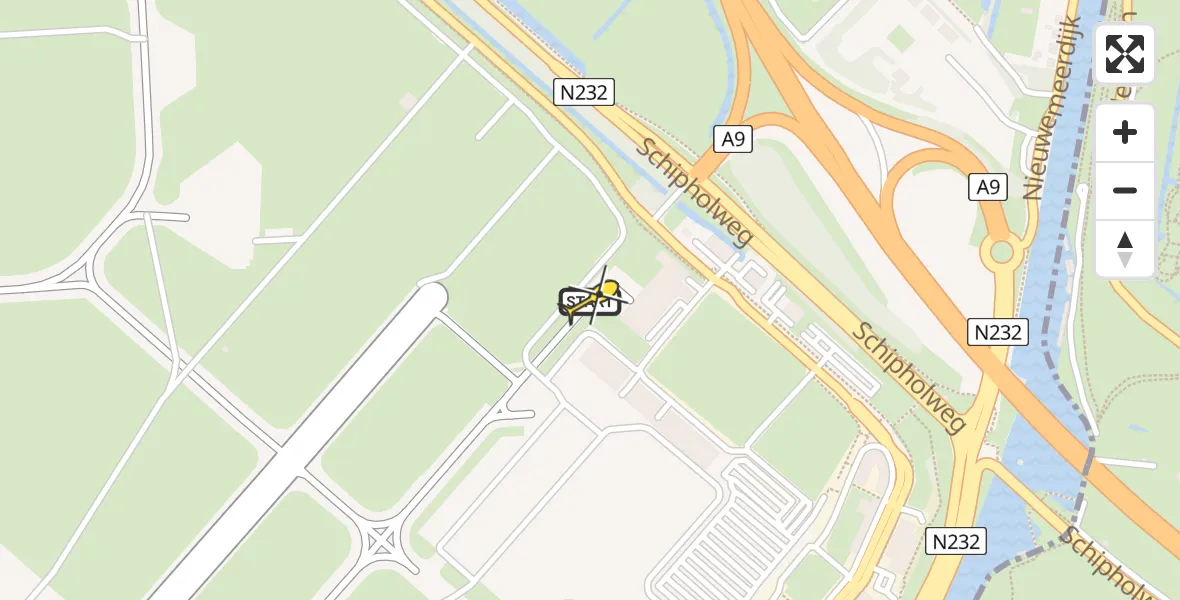 Vluchtroute Politiehelikopter van Schiphol naar Schiphol