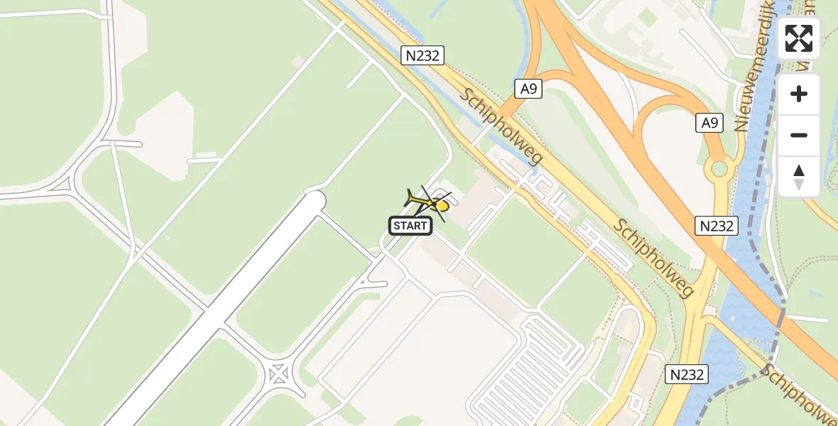 Vluchtroute Politiehelikopter van Schiphol naar Schiphol