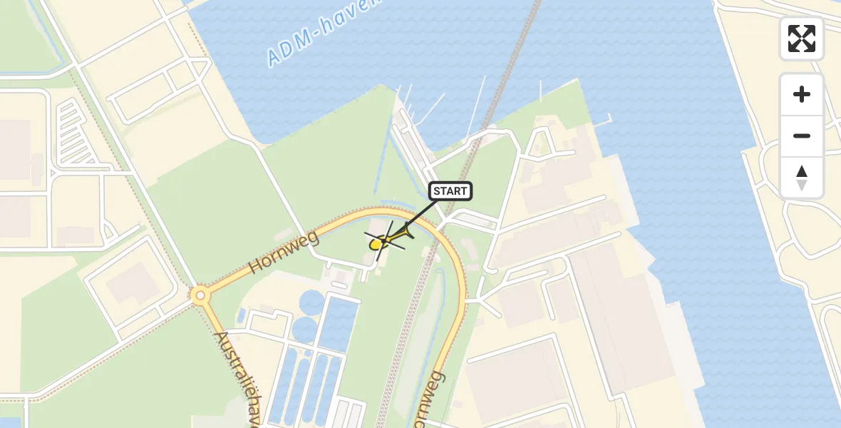 Routekaart van de vlucht: Lifeliner 1 naar Amsterdam Heliport, Hornweg