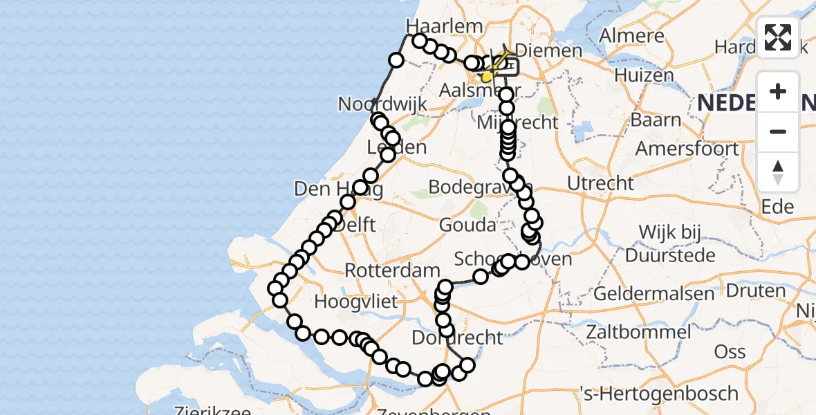 Vluchtroute Politiehelikopter van Schiphol naar Schiphol