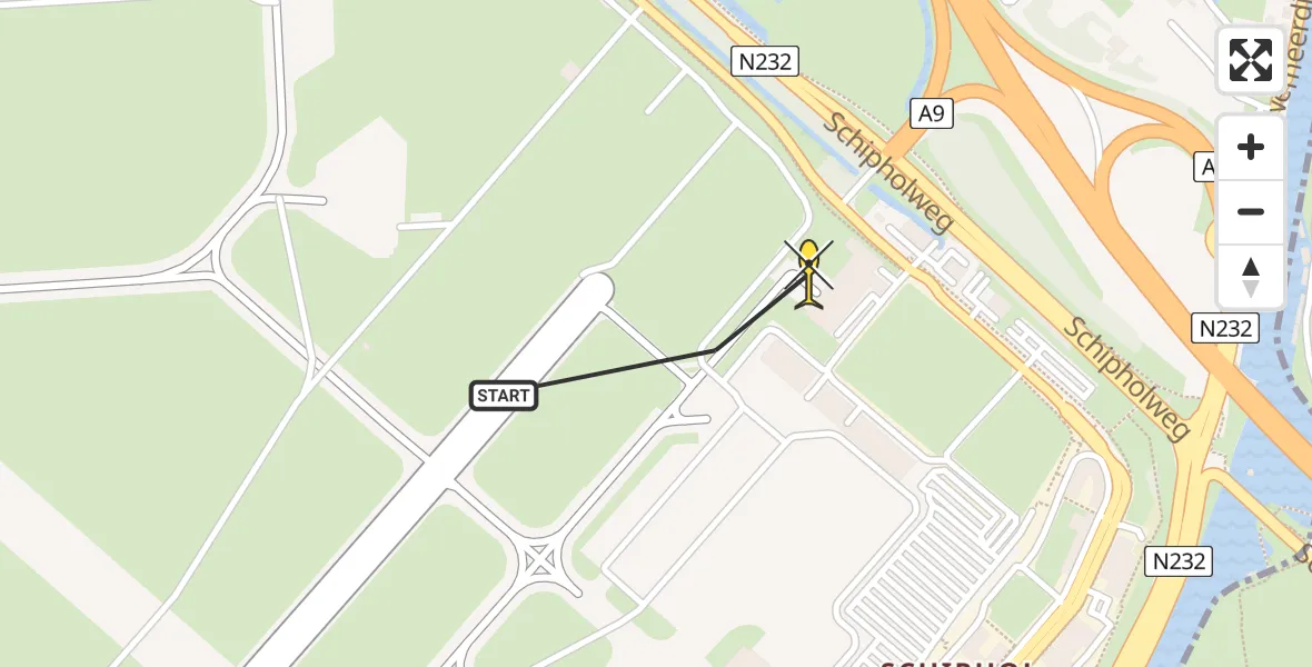 Routekaart van de vlucht: Politieheli naar Schiphol, Walaardt Sacréstraat