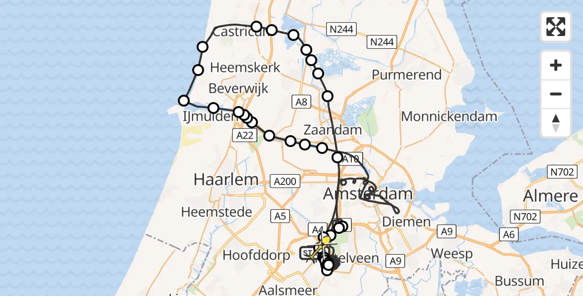 Vluchtroute Politiehelikopter van Schiphol naar Schiphol