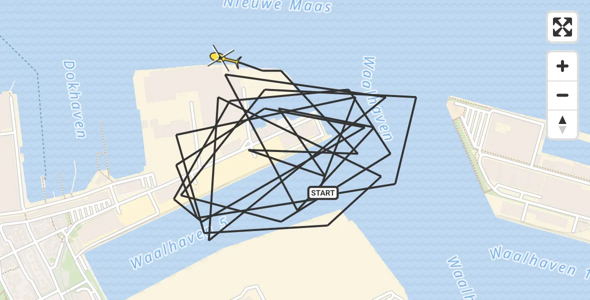 Routekaart van de vlucht: Politiehelikopter naar Rotterdam, Sleepboothaven