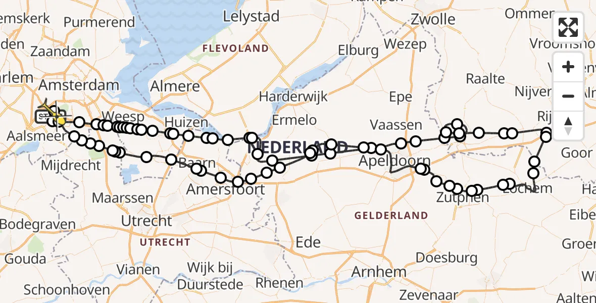 Vluchtroute Politiehelikopter van Schiphol naar Schiphol