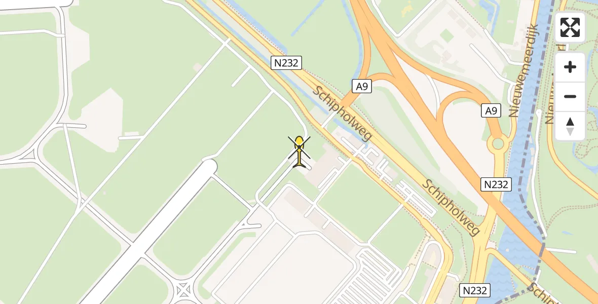 Vluchtroute Politiehelikopter van Schiphol naar Schiphol