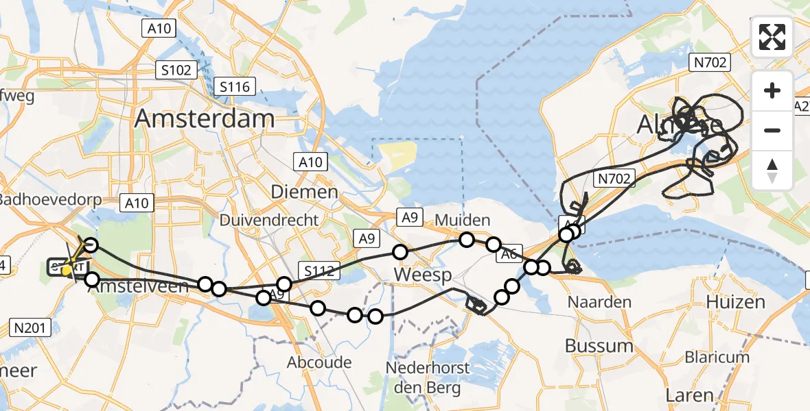 Vluchtroute Politiehelikopter van Schiphol naar Schiphol