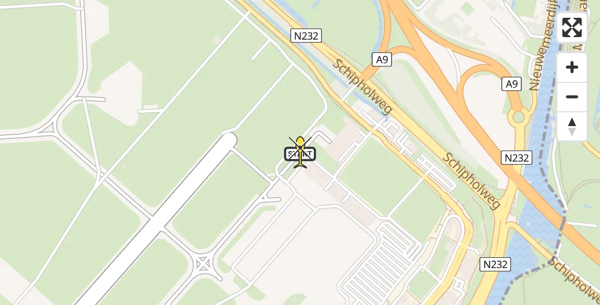 Vluchtroute Politiehelikopter van Schiphol naar Schiphol