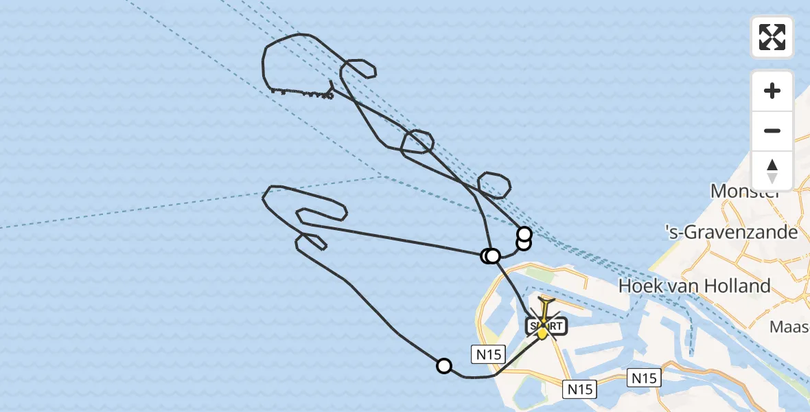 Routekaart van de vlucht: Politiehelikopter naar Maasvlakte, Voormalige Dardanellenstraat