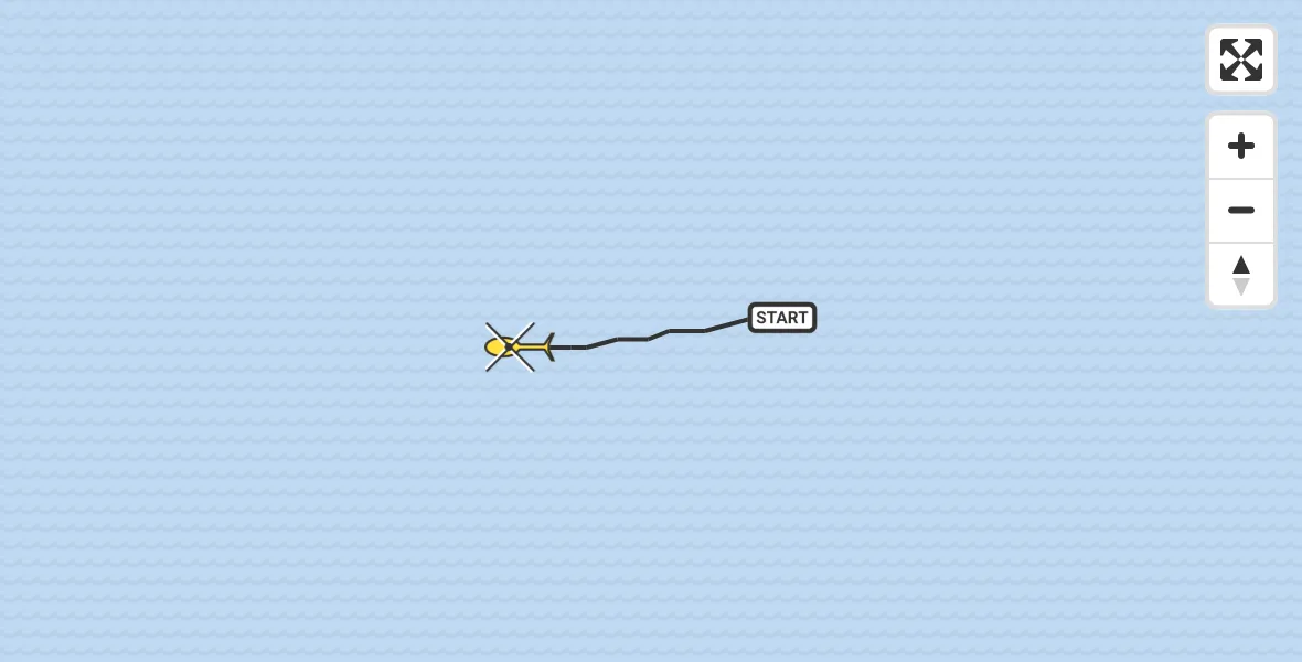 Routekaart van de vlucht: Kustwachthelikopter naar Serooskerke