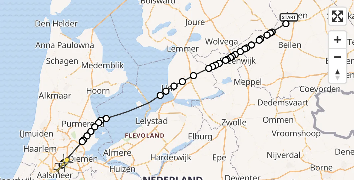 Routekaart van de vlucht: Politiehelikopter naar Schiphol, Hoofdvaartsweg