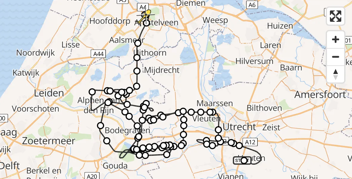 Routekaart van de vlucht: Politiehelikopter naar Schiphol, De Rede