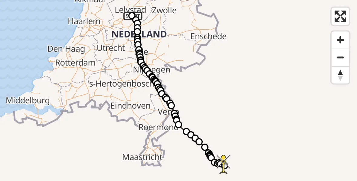 Routekaart van de vlucht: Ambulanceheli naar Sankt Augustin, Emoeweg
