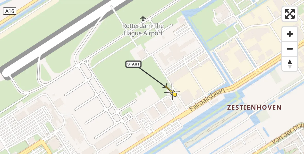 Routekaart van de vlucht: Lifeliner 2 naar Rotterdam The Hague Airport, Brandenburgbaan
