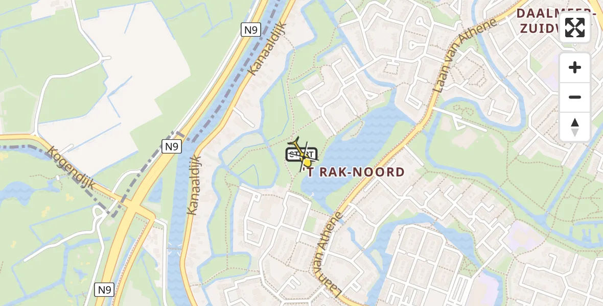 Routekaart van de vlucht: Lifeliner 1 naar Alkmaar, Waterpasstraat