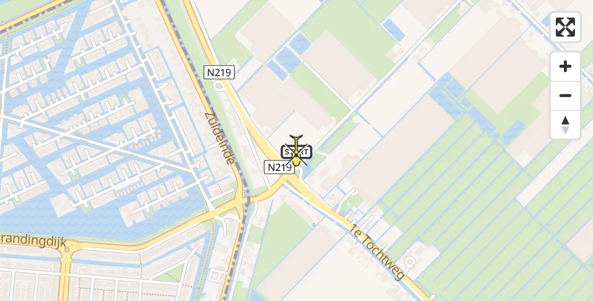 Routekaart van de vlucht: Lifeliner 2 naar Zevenhuizen, Zuidplasweg