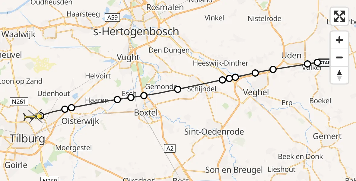 Routekaart van de vlucht: Lifeliner 3 naar Tilburg, Venstraat