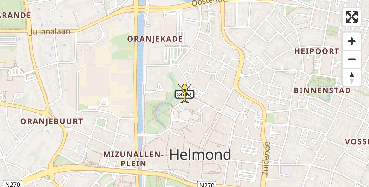 Routekaart van de vlucht: Lifeliner 2 naar Helmond, Torenstraat