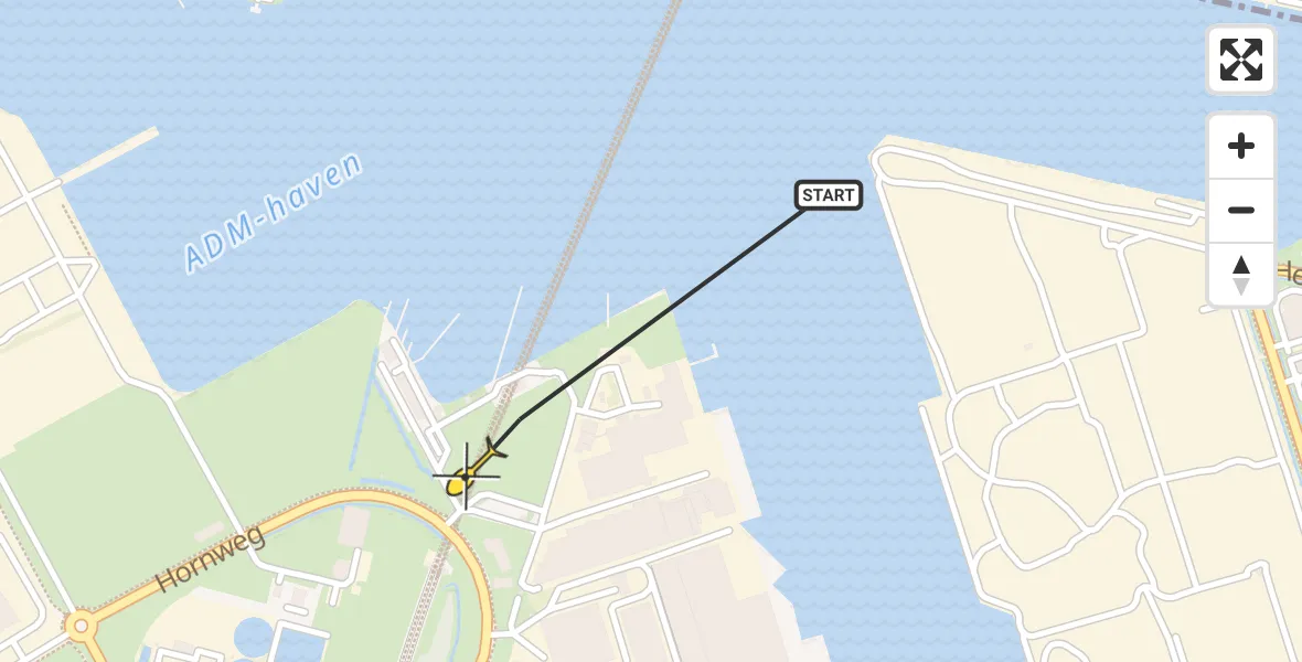 Routekaart van de vlucht: Lifeliner 1 naar Amsterdam Heliport, Capriweg