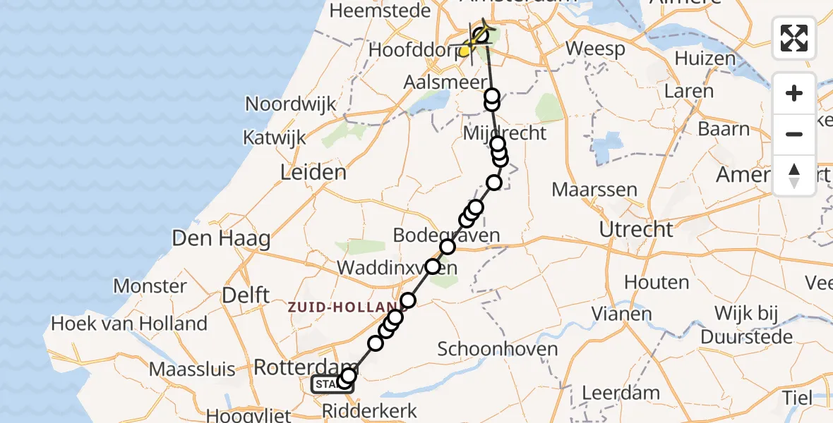 Routekaart van de vlucht: Politiehelikopter naar Schiphol, Van Brienenoordbrug