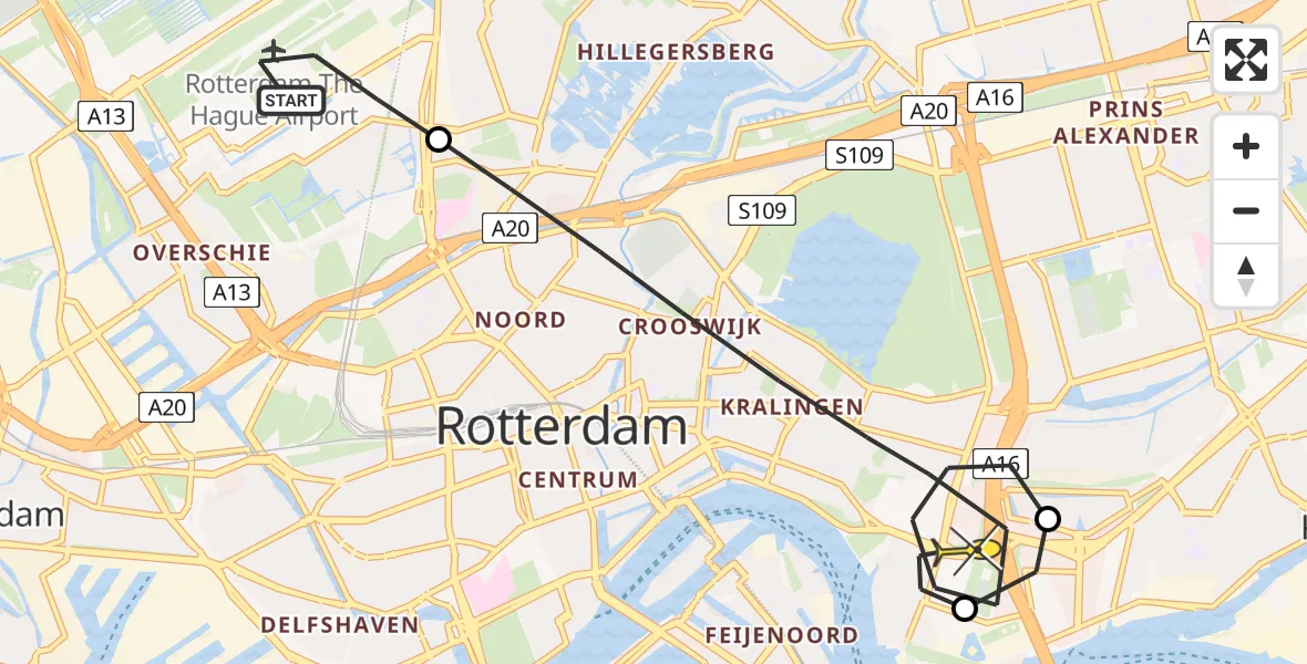 Routekaart van de vlucht: Lifeliner 2 naar Rotterdam, Edsger Dijkstralaan